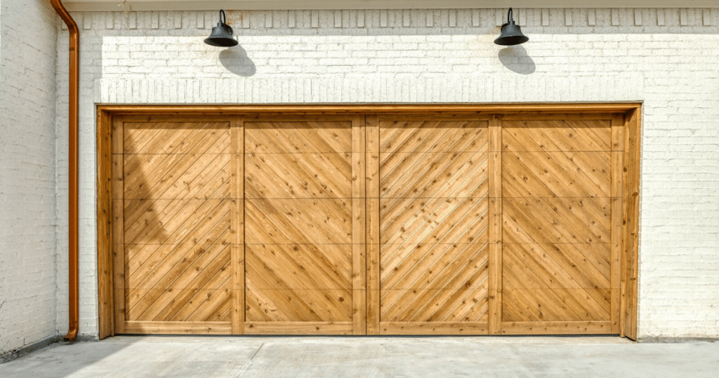 Wooden diagonal garage door designs